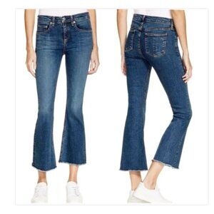 Rag & Bone Flare Crop Mid Rise Jeans Dark Wash Size 26 NWT (Minor Imperfections)